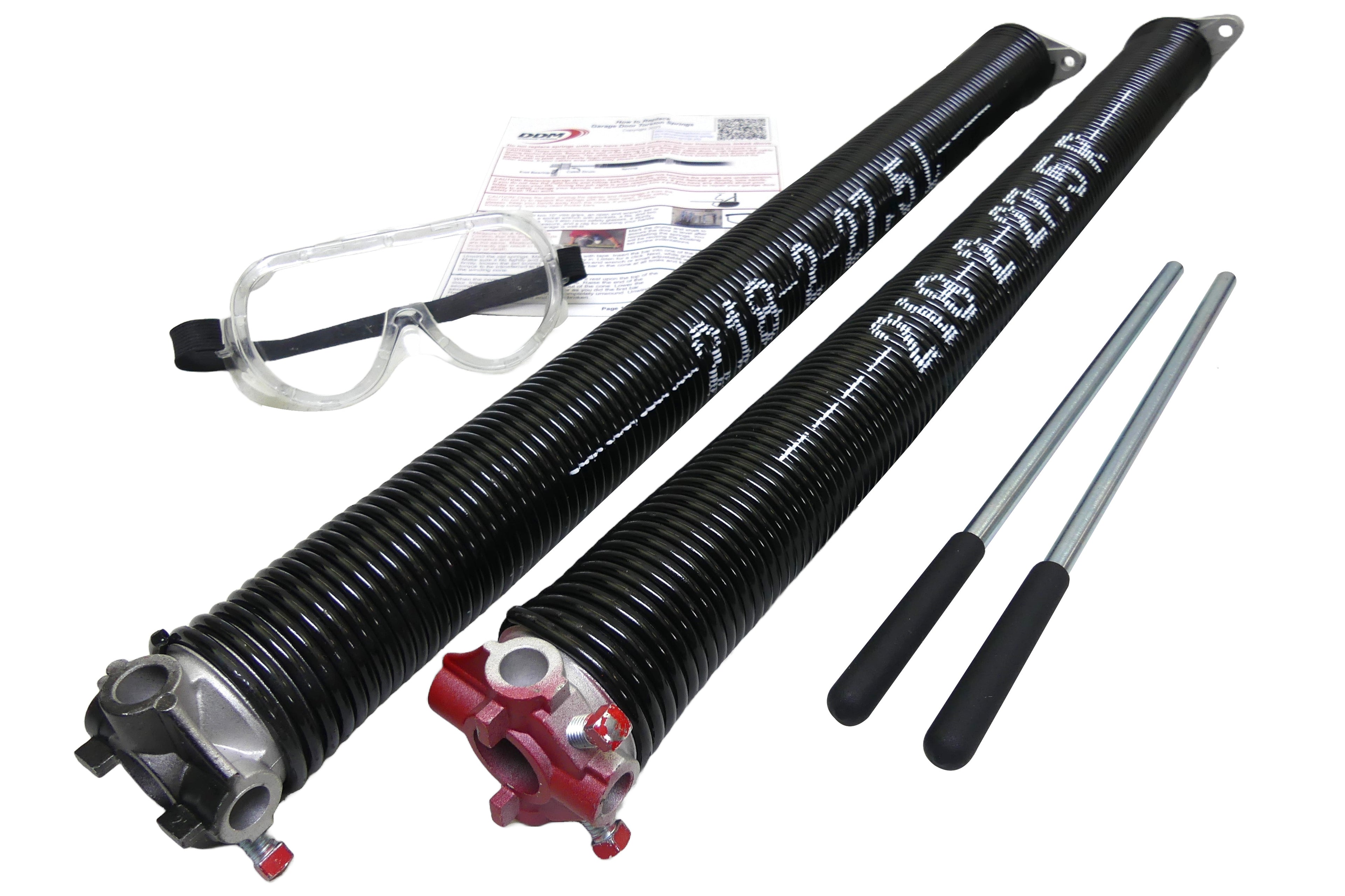 Torsion Springs, Winding Bars, Goggles. For 7' High Doors 165 to 175 LBS 2" ID .218 Wire 27.5" Long