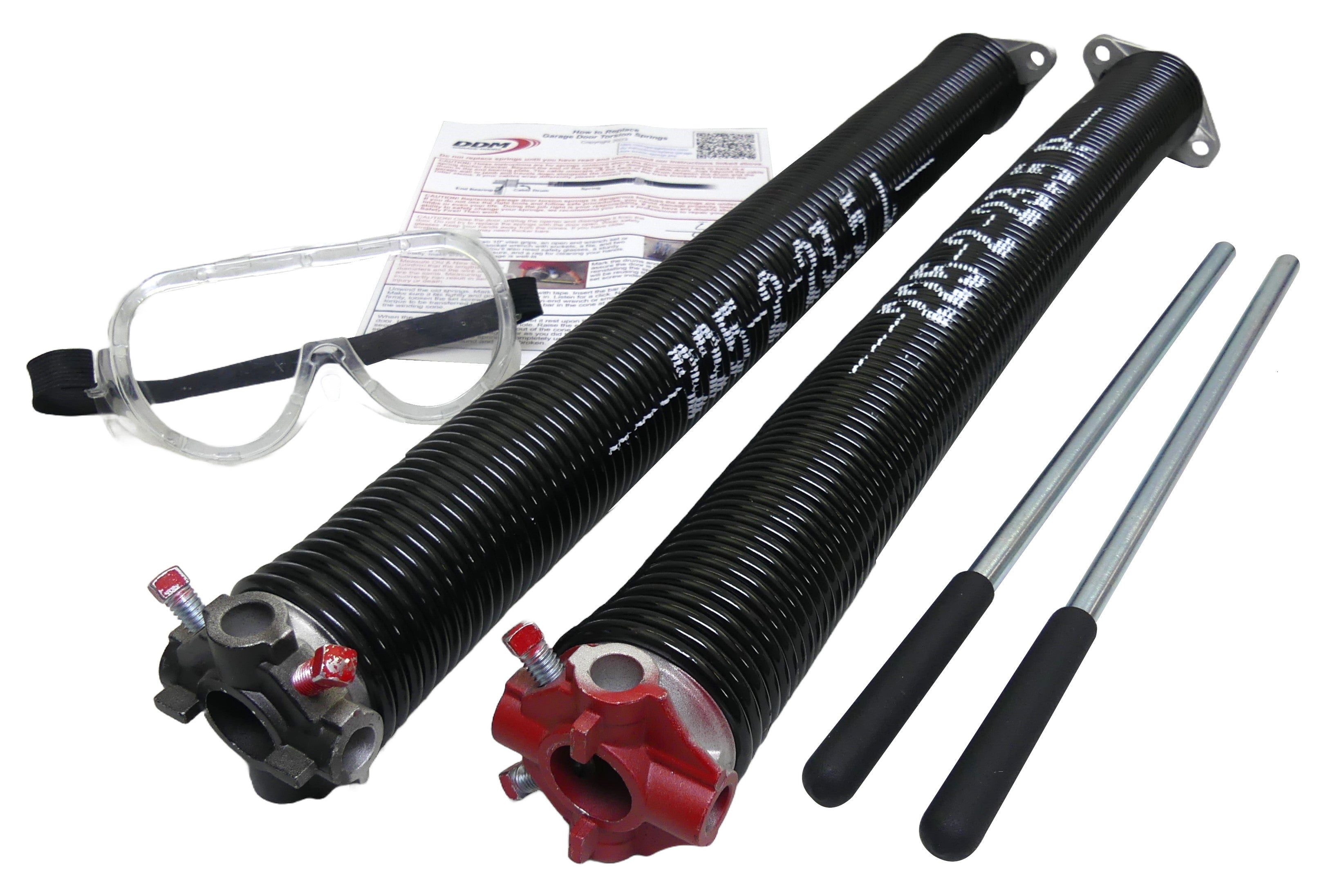 Torsion Springs, Winding Bars, Goggles. For 7' High Doors 230 to 240 LBS 2" ID .225 Wire 23.5" Long
