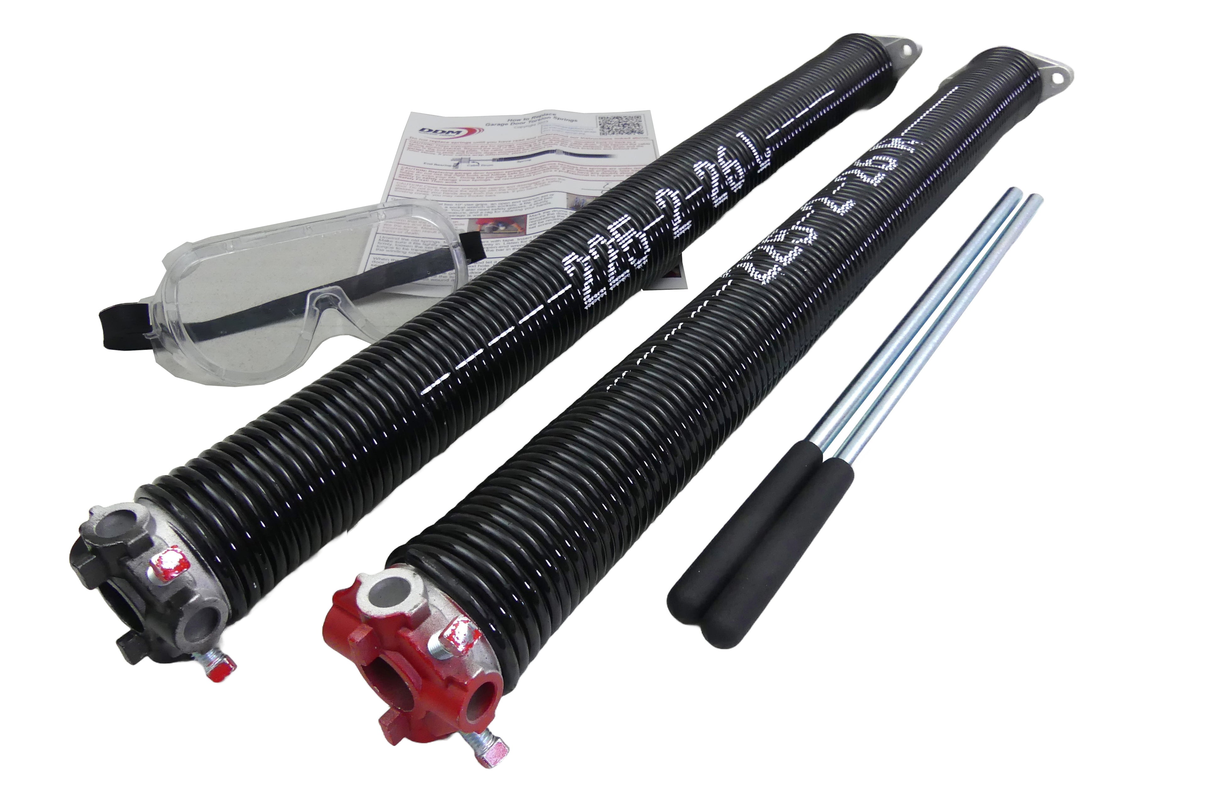 Torsion Springs, Winding Bars, Goggles. For 7' High Doors 205 to 215 LBS 2" ID .225 Wire 26" Long